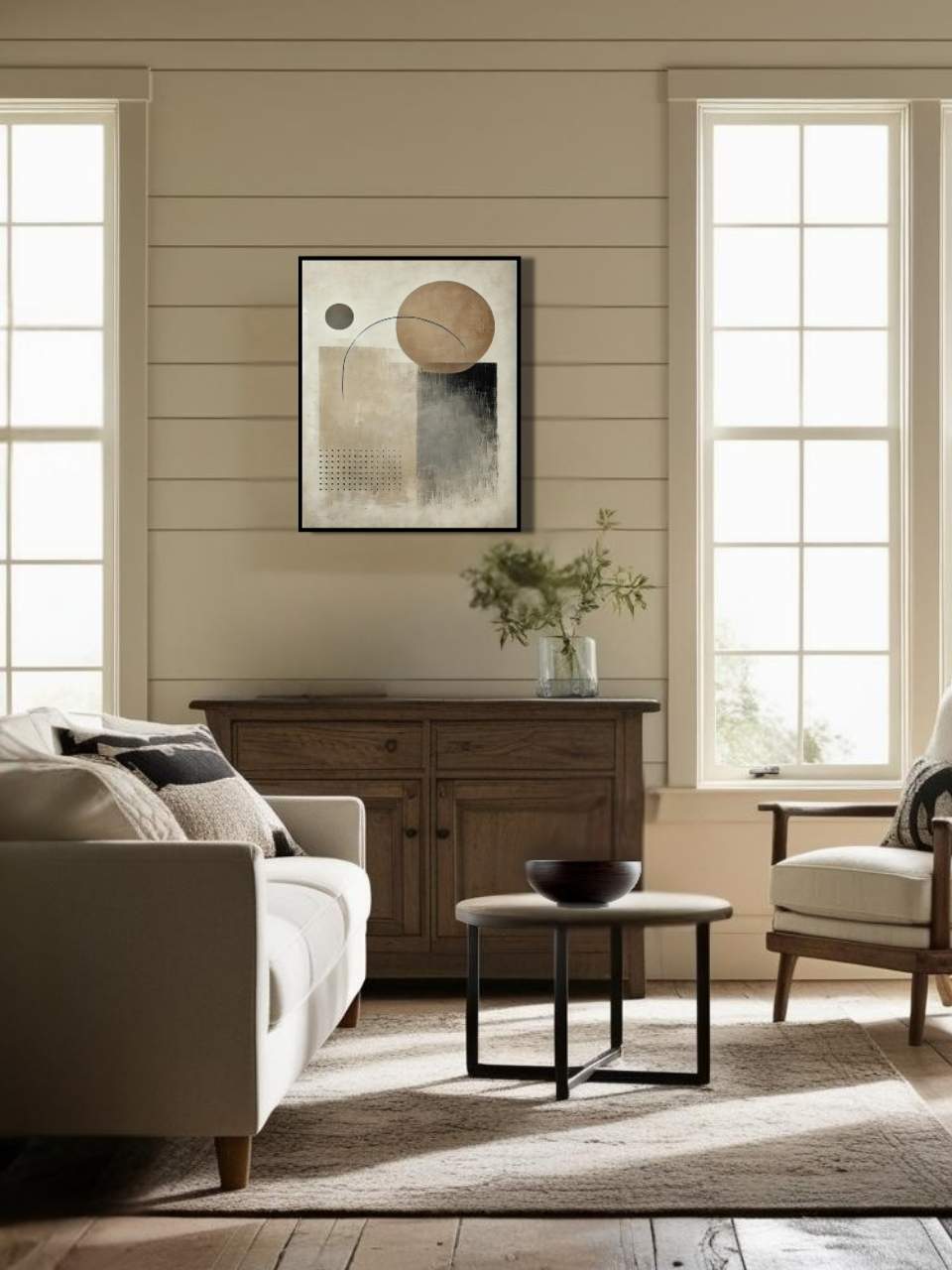 Ivory Balance - 23.6" x 31.5" Framed Abstract Wall Art Canvas
