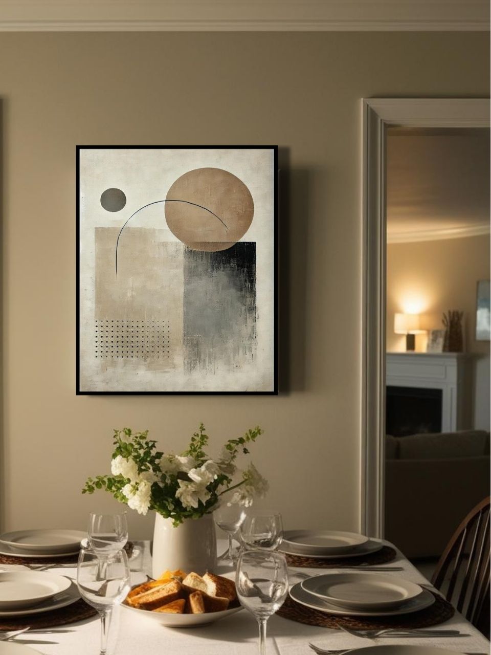 Ivory Balance - 23.6" x 31.5" Framed Abstract Wall Art Canvas