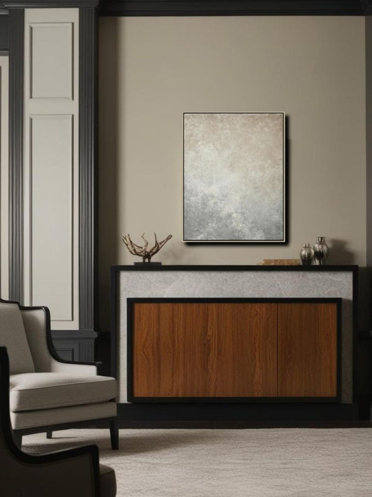 Stone fade - 27.5" x 19.6" Framed Abstract Canvas Wall Art