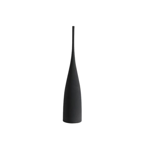 Black tall ceramic vase with sleek minimalist design for modern home decor.