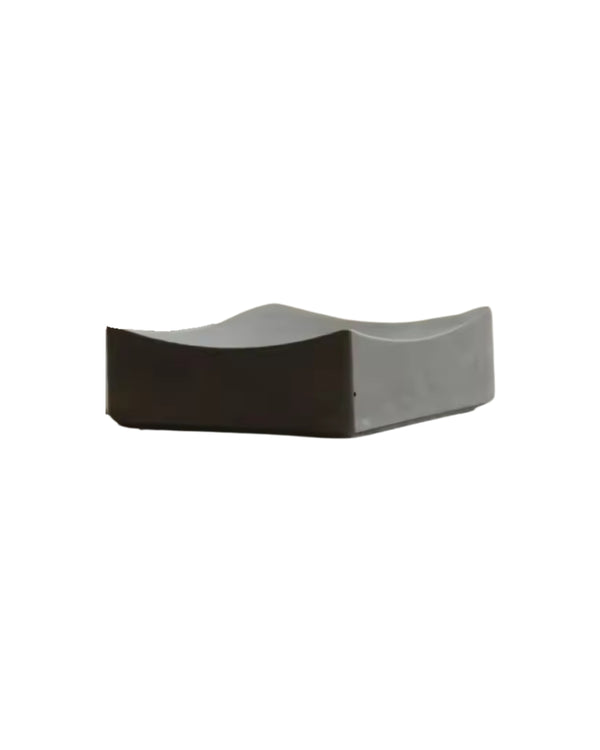 Curved concrete valet tray in minimalist design, isolated on white background