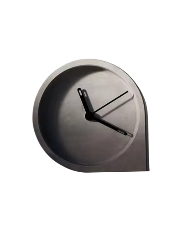 Gray concrete minimalist desk clock on a white background