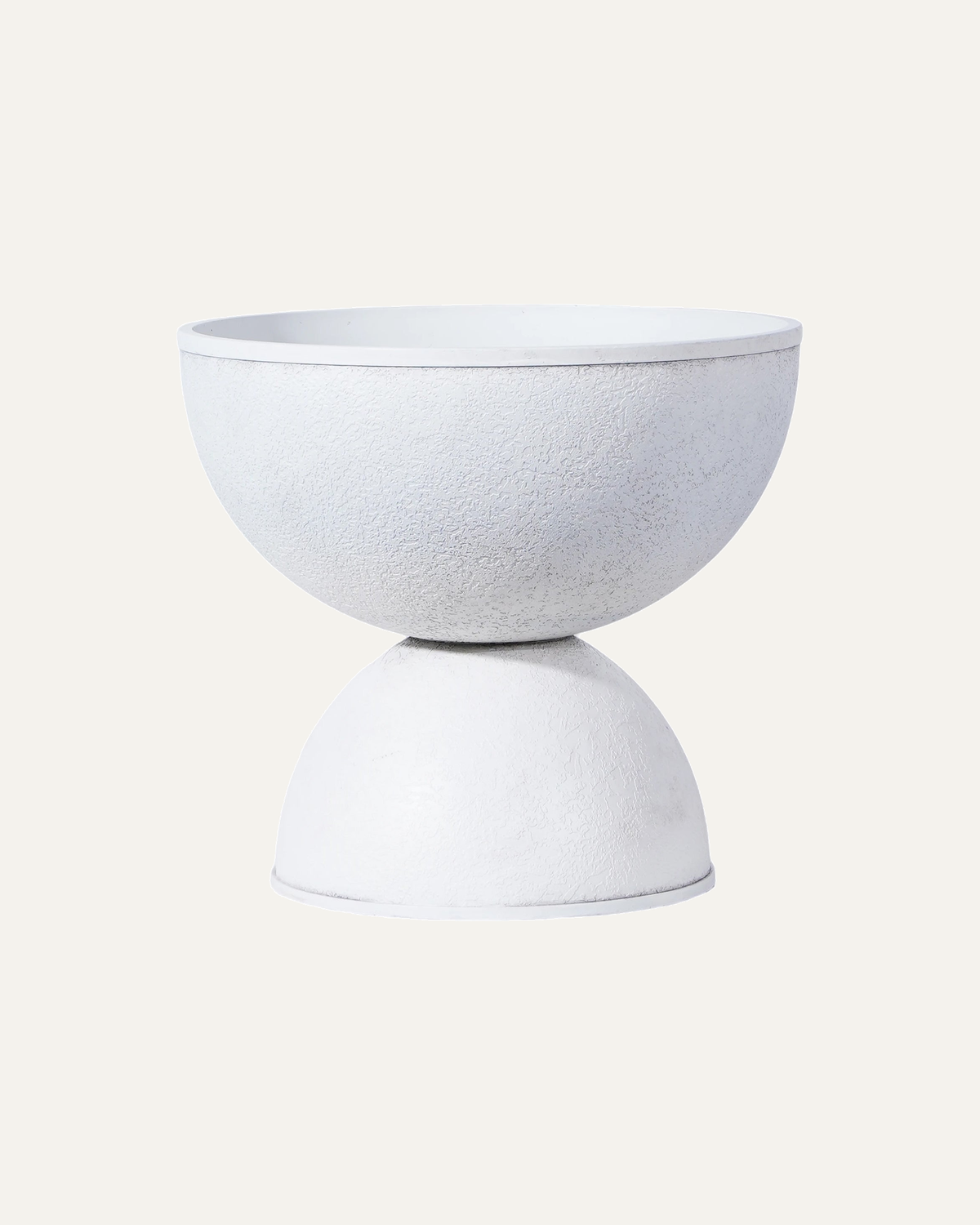 Maceta Equilibrio CUP002 en blanco retro, vista completa sin planta