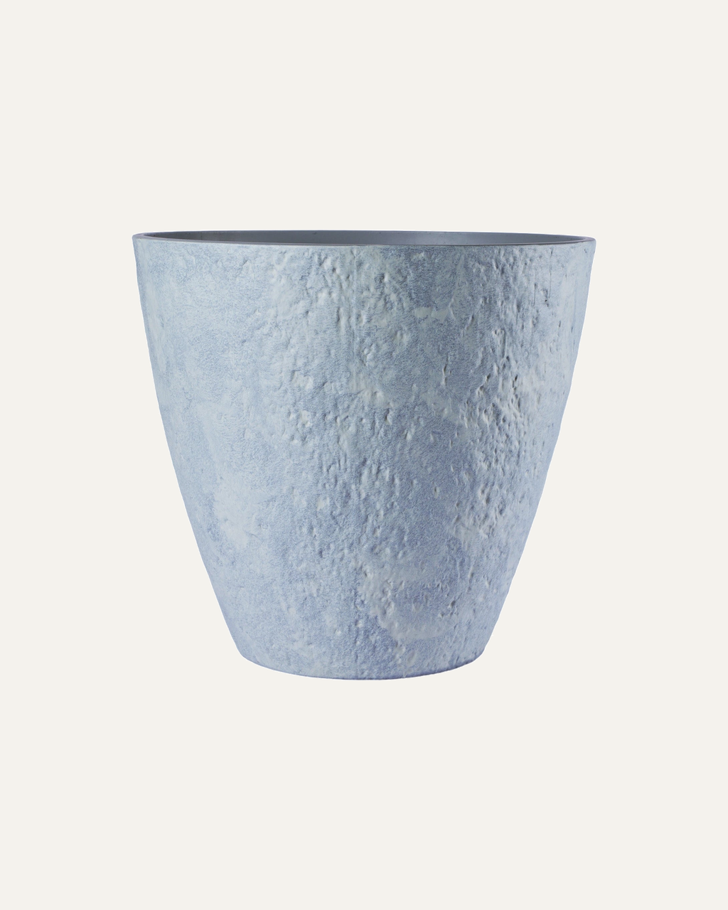 Maceta Terra CUP010 en gris claro retro, vista completa sin planta