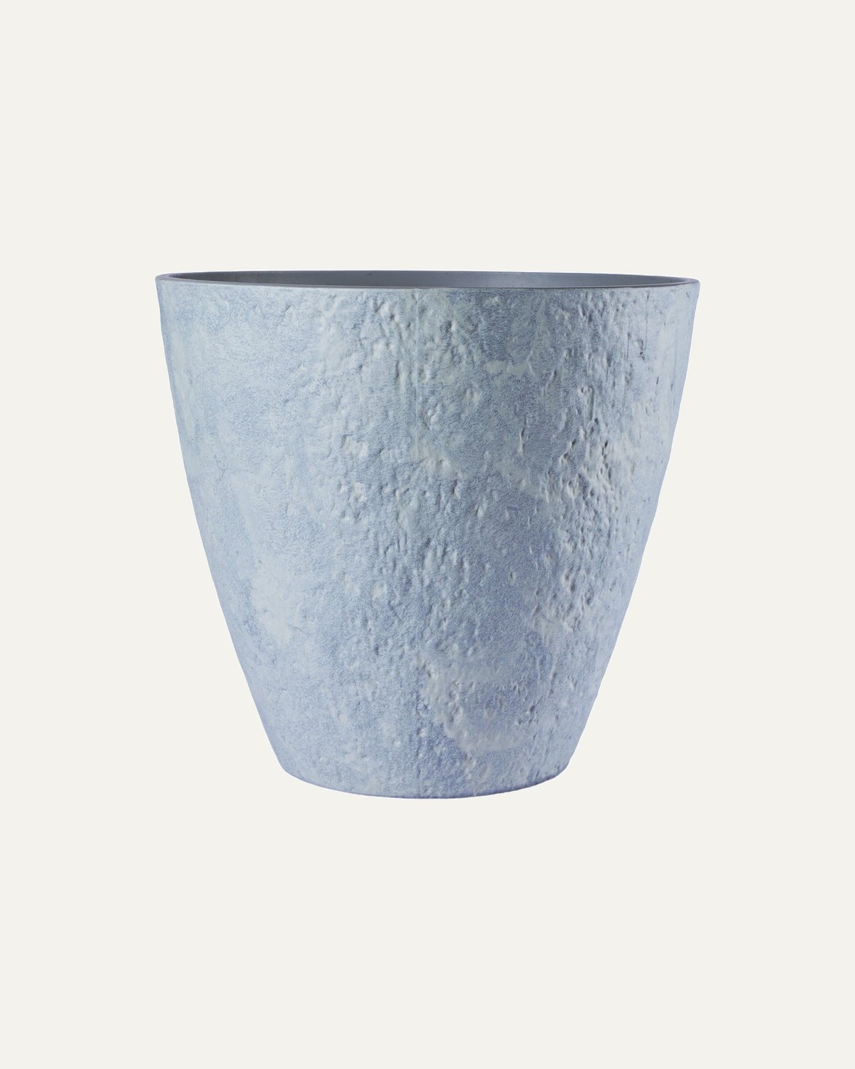Maceta Terra CUP010 en gris claro retro, vista completa sin planta