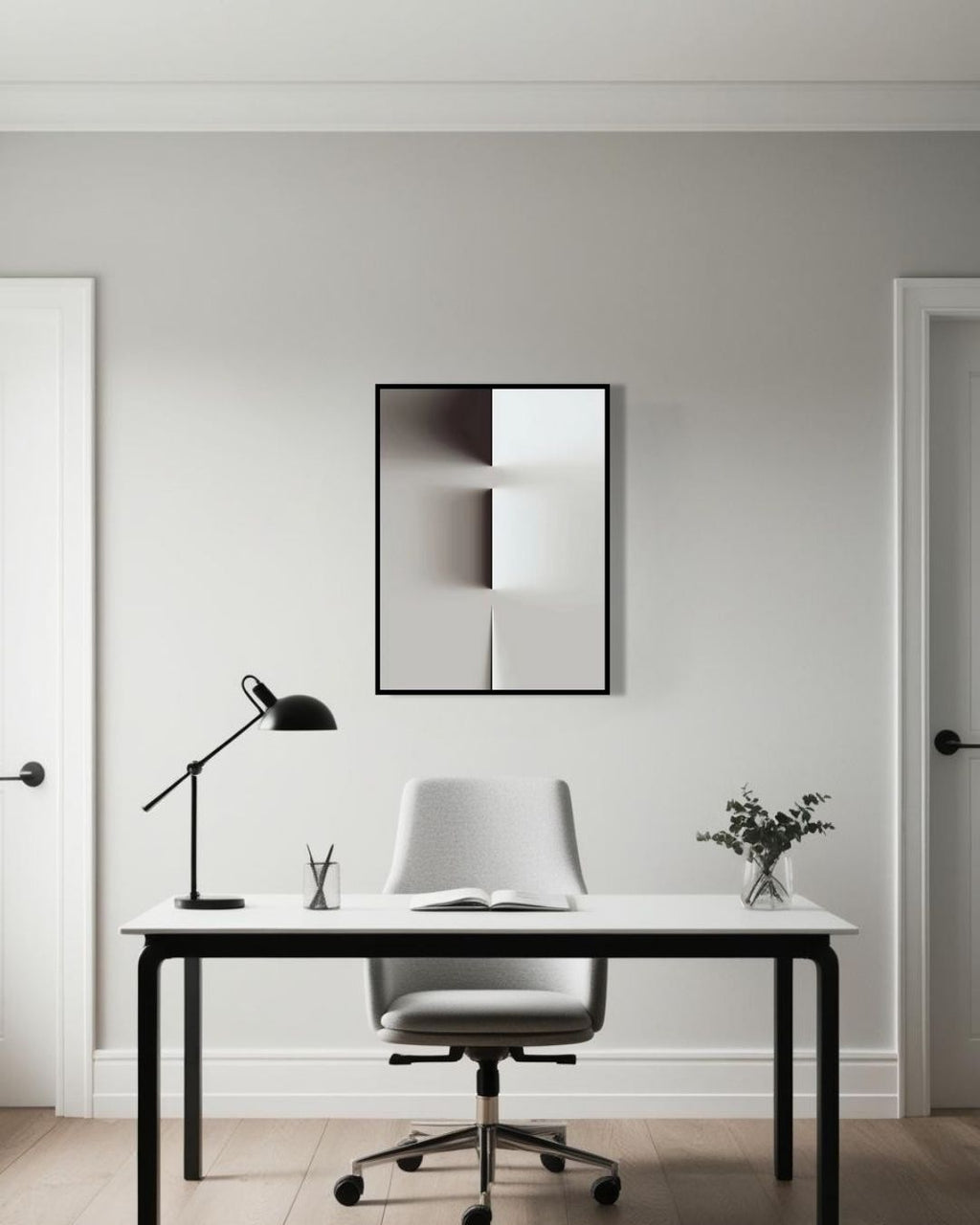 Skugge - 31.5" x 23.6" Framed Abstract Canvas Wall Art