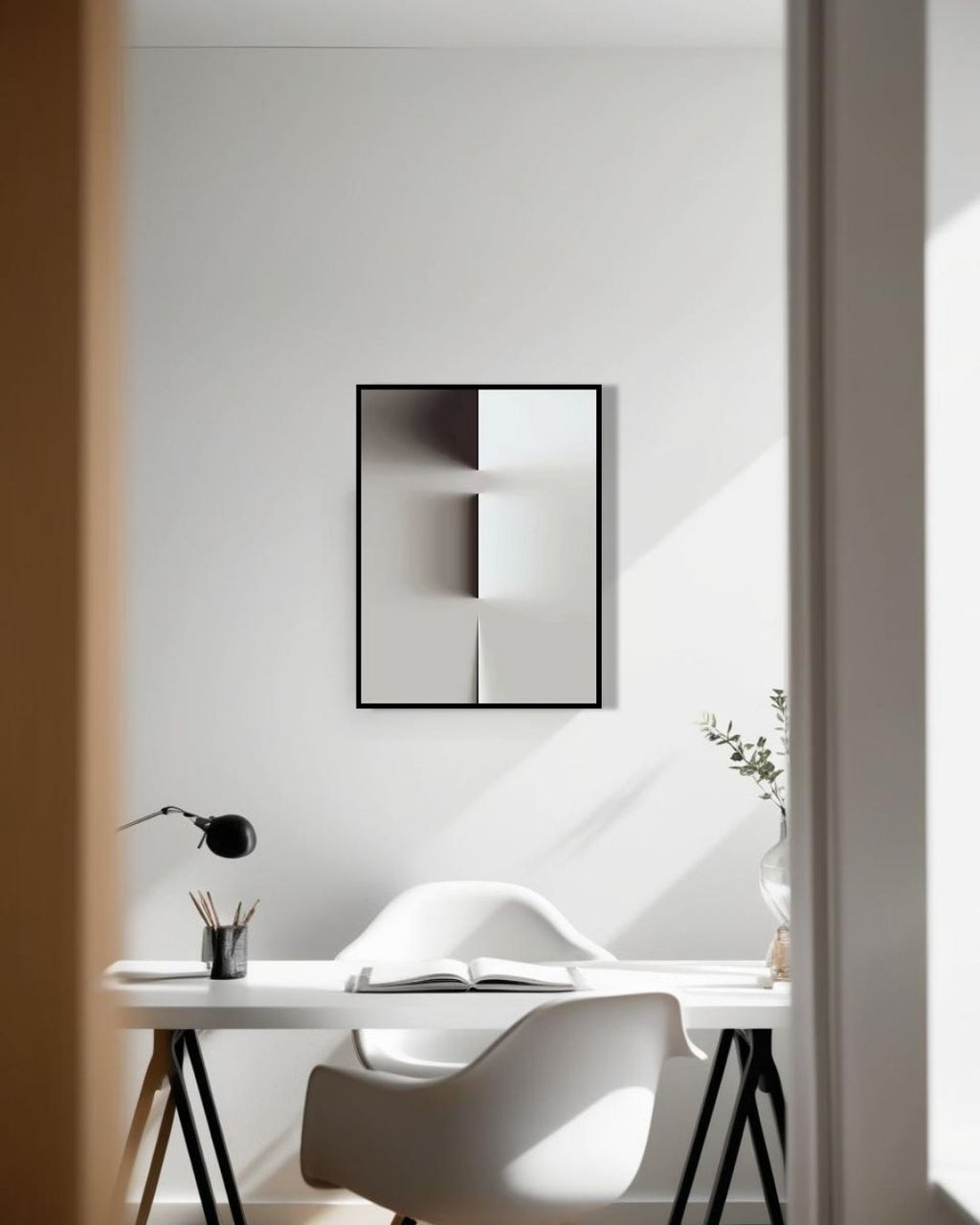 Skugge - 31.5" x 23.6" Framed Abstract Canvas Wall Art