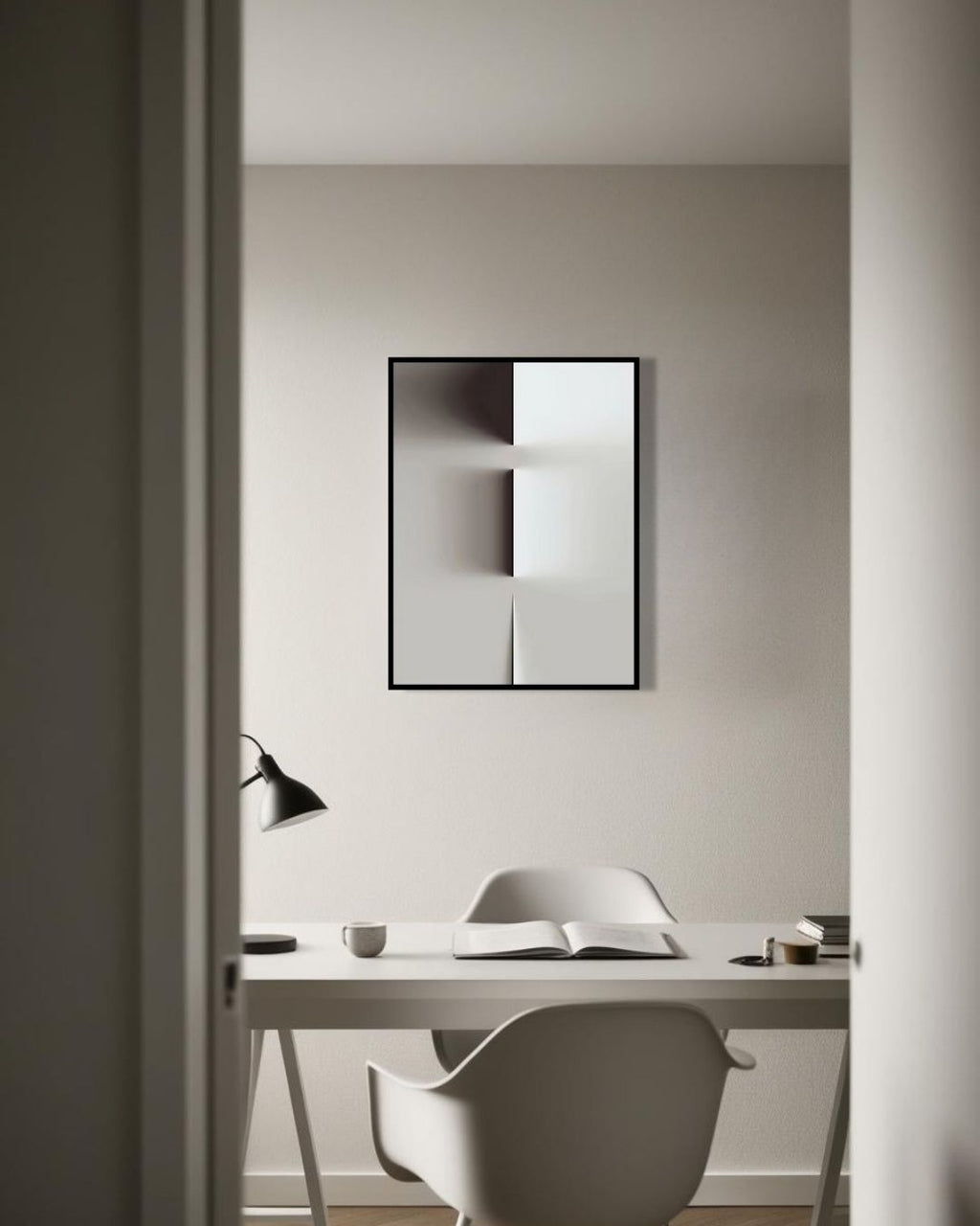 Skugge - 31.5" x 23.6" Framed Abstract Canvas Wall Art