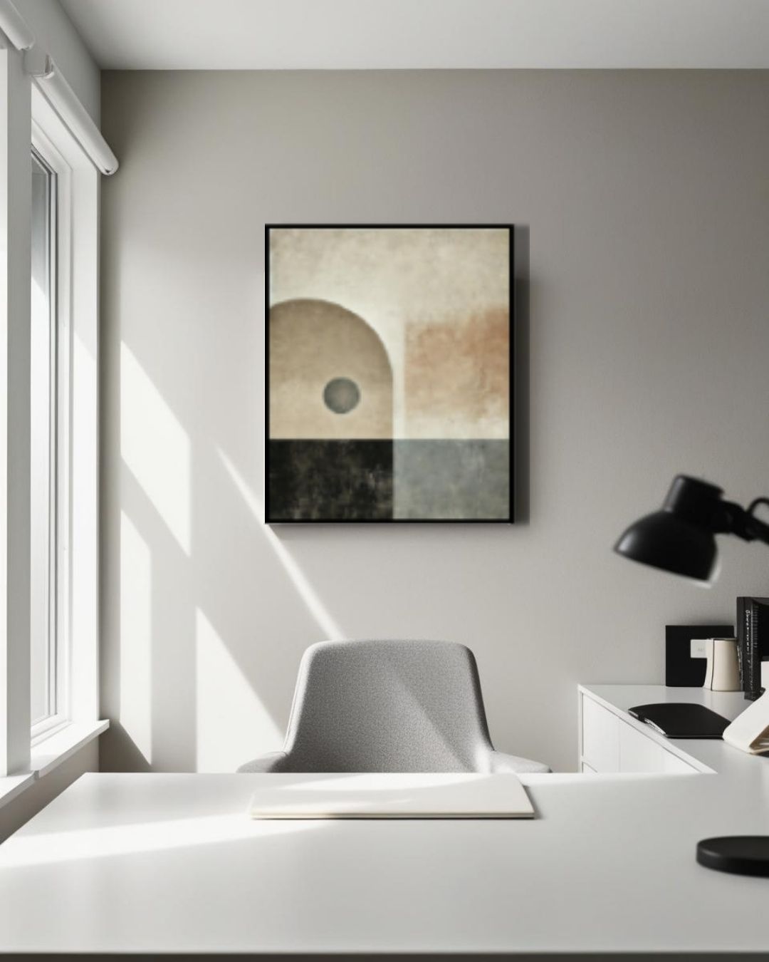 Cuadro abstracto tonos beige y negro 40 x50 cm.,