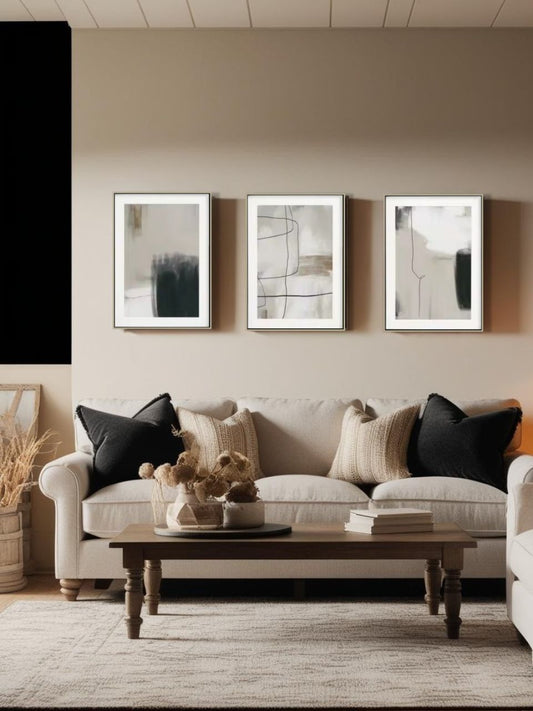 Sombra Giorgia - Framed Abstract Canvas Wall Art Set – 3 Pieces