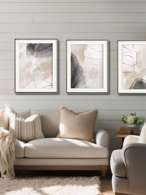 Milan - Framed Abstract Canvas Wall Art Set – 27.5" x 19.6", 3 Pieces