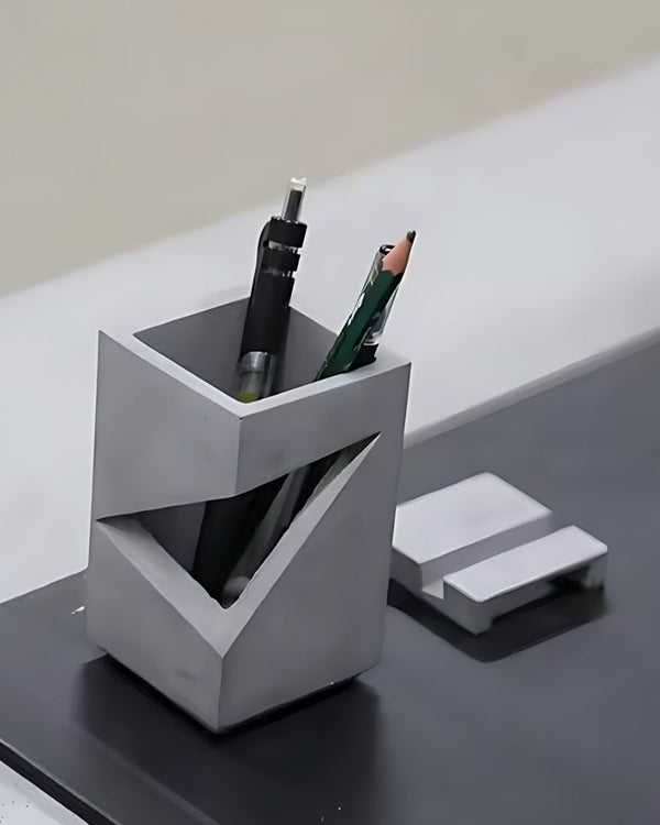 gray pen holder