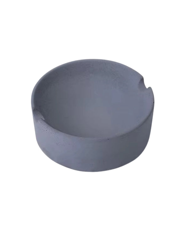 Premium gray concrete decorative ashtray on white background