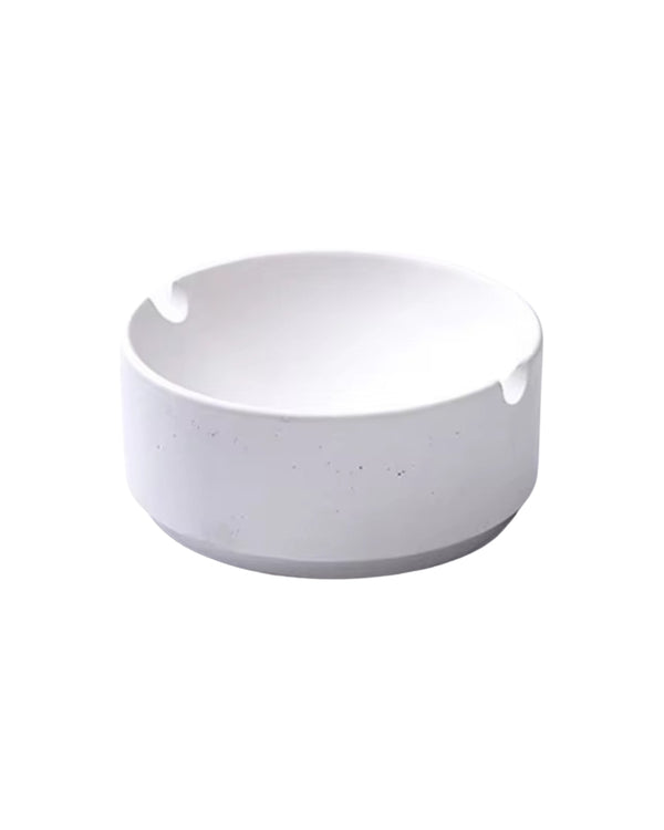 Premium white concrete decorative ashtray on white background