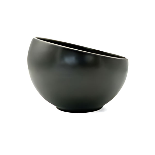 Sculptural Black ceramic decorative bowl on a white background